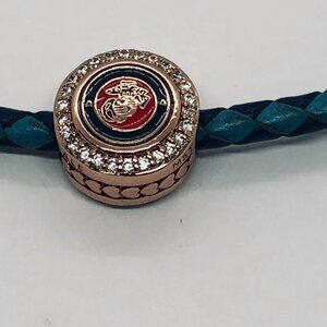 ✨✨Pandora USMC U.S. Marines Military Exclusive Moments Button Charm Rose Gold